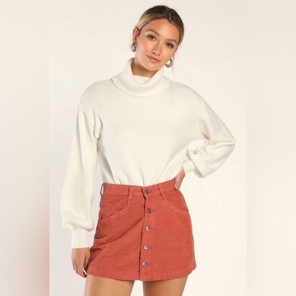 NWOT Free People Ray Cotton Corduroy a line  Mini skirt color Myrrh Rust - Picture 9 of 15